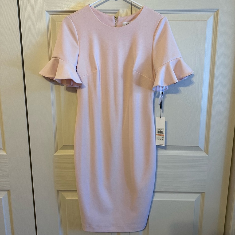 Calvin Klein Pale pink flutter sleeve